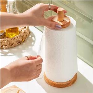 جا دستمال رول ایستاده بلند چوبی