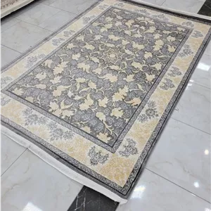 فرش فانتزی دودی طلایی بافت لوپ مدل9301