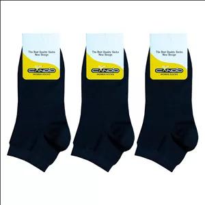 جوراب زنانه مدل مچی نخی ساده رنگ مشکی بسته 3 عددی