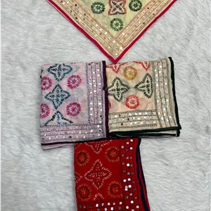 شال هندی حریر ژورژت دستدوز