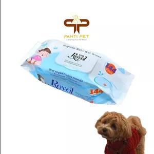 دستمال مرطوب رویال ۱۴۴ عددی سگ و گربه فاقد الکل
