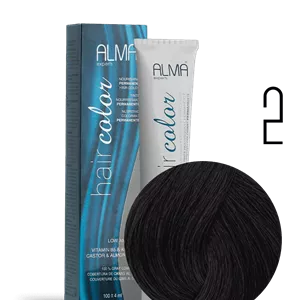 رنگ مو آلما شماره 2 قهوه‌ای خیلی تیره | Alma Hair Color 2 – 100ml