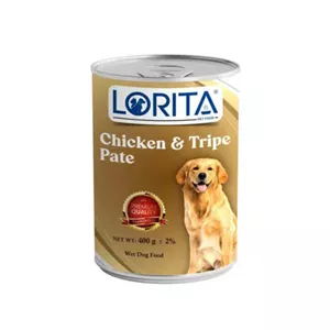 کنسرو سگ طعم مرغ و سیرابی برند لوریتا Lorita with Chicken & Tripe Pate 400g