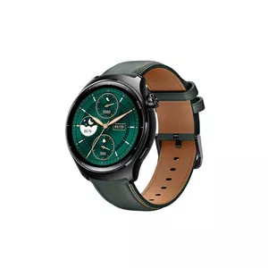 ساعت هوشمند میبرو Lite 3 Pro مدل گرد با بدنه فلزی و روکش سرامیکی، بند چرمی