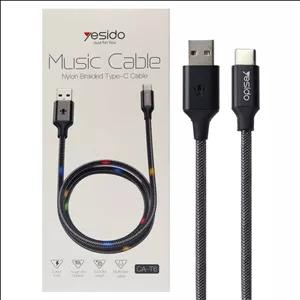 کابل شارژر موزیکال یسیدو مدل CA-T6 از نوع تایپ سی به متراژ 120 سانتی متر