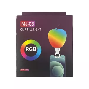 سافت لایت شارژی و قابل حمل چند رنگ RGB مدل MJ-03 گیره‌دار طرح سیب Apple سفید