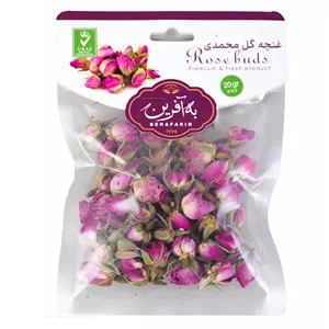 غنچه گل محمدی بسته بندی به آفرین - 20 گرم - 20 بسته (قیمت عمده)