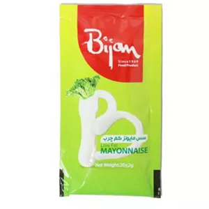 سس مایونز کم چرب تک نفره بیژن -  20 گرم کارتن 250 عددی - 1 کارتن سس