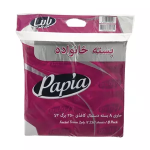 دستمال کاغذی اقتصادی پاپیا 250 برگ - 8 عددی