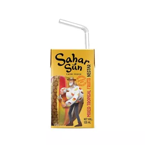 آبمیوه مخلوط میوه های گرمسیری سحر سان 125 میل - 27 عددی - 2 کارتن آبمیوه (قیمت اقتصادی)