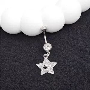 پیرسینگ ناف آویز دار ستاره نقره ای