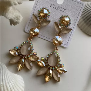 گوشواره سواروسکی طرح 2 رنگ طلایی