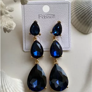 گوشواره سواروسکی طرح 5 رنگ آبی