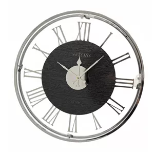 ساعت دیواری آرتمیس مشکی نقره ای قطر 50 .N