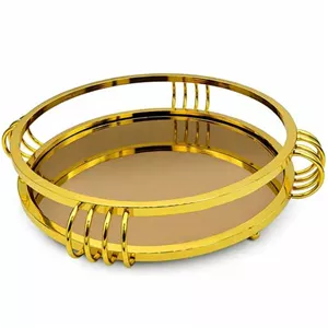 سینی سرو کف آينه ای گرد آبکاری شده