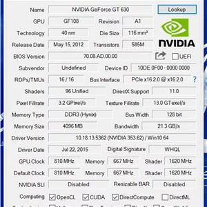کارت گرافیک AFOX GT630 ظرفیت 4GB استوک DDR3