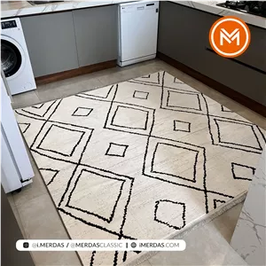 فرش مربع مراکشی کد 41277 زمینه کرم