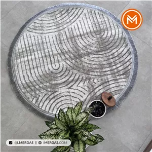 فرش گرد مراکشی کد 41327 زمینه کرم