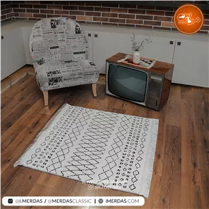 فرش مراکشی مربع کد 41281 زمینه کرم