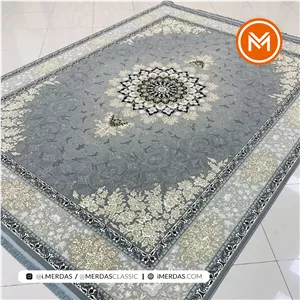 فرش کلاسیک مهرگان زمینه طوسی