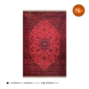 فرش گبه کد 5860 زمینه لاکی وینتیج