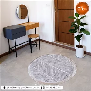 فرش گرد مراکشی کد 41212 زمینه کرم