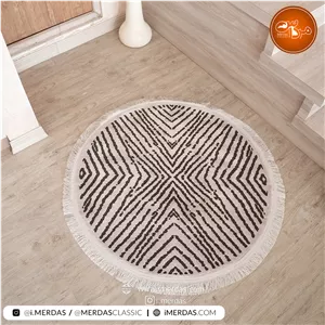 فرش گرد مراکشی کد 41274 زمینه کرم