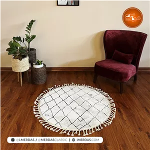 فرش گرد مراکشی کد 41288 زمینه کرم