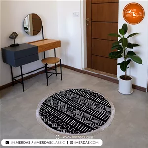 فرش گرد مراکشی کد 41296 زمینه مشکی
