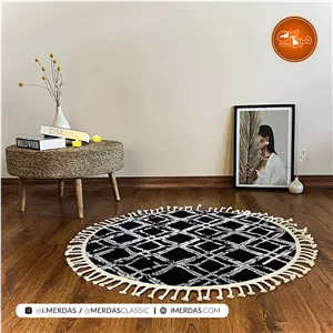 فرش گرد مراکشی کد 41304 زمینه مشکی