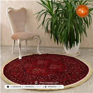 فرش گرد گبه کد 4747 زمینه لاکی