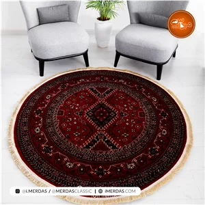 فرش گرد گبه کد 4748 زمینه لاکی