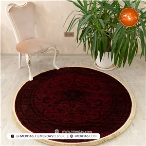 فرش گرد گبه کد 5860 زمینه لاکی وینتیج