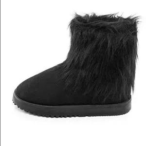 کفش نیم بوت چرم مصنوعی خز دار زنانه مشکی زیپ دار مدل 46478