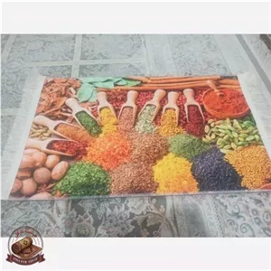 فرش ماشینی (چاپی) فرشینه آشپزخانه طرح ادویه رویه صاف نرم مخمل تُرک استُپ دار (ابعاد دلخواه) k104 - 1 در 3 متر ارسال رایگان | فوری - فرشینه نازگل
