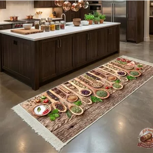 فرش ماشینی (چاپی) فرشینه آشپزخانه جنس رویه مخمل هازان ترک زیره ضدلغزش K138 ارسال فوری- فرشینه نازگل