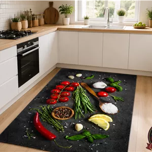 فرش ماشینی (چاپی) فرشینه آشپزخانه طرح میوه مخمل هازان ترک کد h068 - پادری 60 در 100 ارسال فوری- فرشینه نازگل