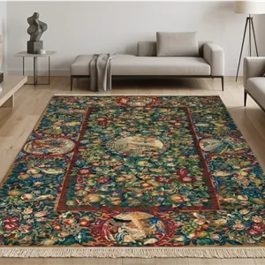 فرش ماشینی (چاپی) فرشینه مخمل طرح ابریشم با نقش و نگار کلاسیک کد A080 - 80 * 50 ( پادری ) ارسال فوری- فرشینه نازگل