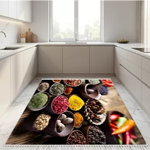 فرش ماشینی (چاپی) فرشینه آشپزخانه طرح ادویه مخمل ترک کد K153 - 1.5 در 2.5 متر ارسال فوری- فرشینه نازگل
