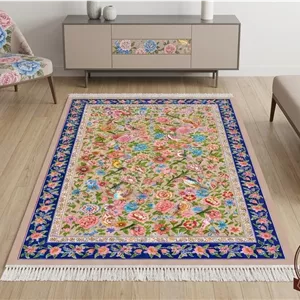 فرش ماشینی (چاپی) فرشینه مخمل طرح ابریشم مدل بهارستان کد A022 - 80 * 50 ( پادری ) ارسال فوری- فرشینه نازگل