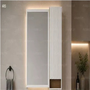 آینه باکس طبقه دار سفیدقهوه ای دارای آرام بند سایز 60*60