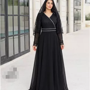 پیراهن مجلسی مزونی و پوشیده زنانه سایز خیلی بزرگ لباس مجلسی زنانه سایز بزرگ جنس دانتل و حریر درجه یک ماکسی مجلسی دخترانه سایز بزرگ لباس مجلسی مزونی مشکی مناسب مجالس محرم لباس شب لباس فرمالیته سایزبندی 50 الی 62