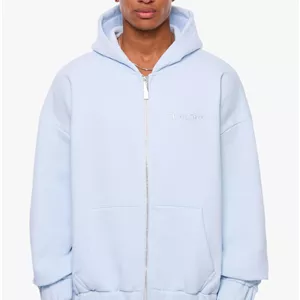 سویشرت بیسیک گرم بالا لوگو گلدوزی رنگ بیبی بلو دراپسایز DROPSIZE