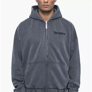 سویشرت بیسیک گرم بالا لوگو گلدوزی طوسی سنگشور دراپسایز DROPSIZE