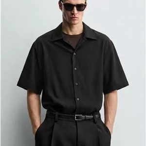 پیراهن باکسی آستین کوتاه رنگ مشکی برند زارا ZARA