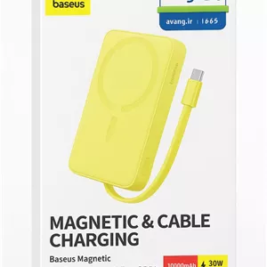 پاوربانک مگ سیف بیسوس 10000 میلی امپر ساعت مدل Magnetic Mini Wirless