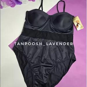 مایو زنانه مشکی و قرمز کاپ‌دار اسلیپ فیتن – طراحی جذب و راحت