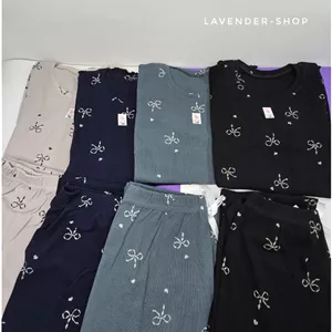 ست نخی خانگی زنانه کبریتی (تیشرت و شلوار)