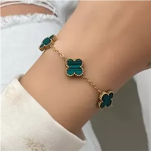 دستبند زنانه طرح ونکلیف Vancleef در رنگ های متنوع آبکاری نقره رنگ ثابت فری سایز Freesize کد zmc