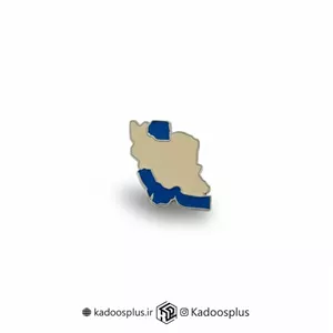 بج سینه نقشه ایران نقره ای آبی